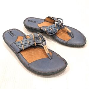 BORN blue leather thong flip-flops slide sandals size 7
